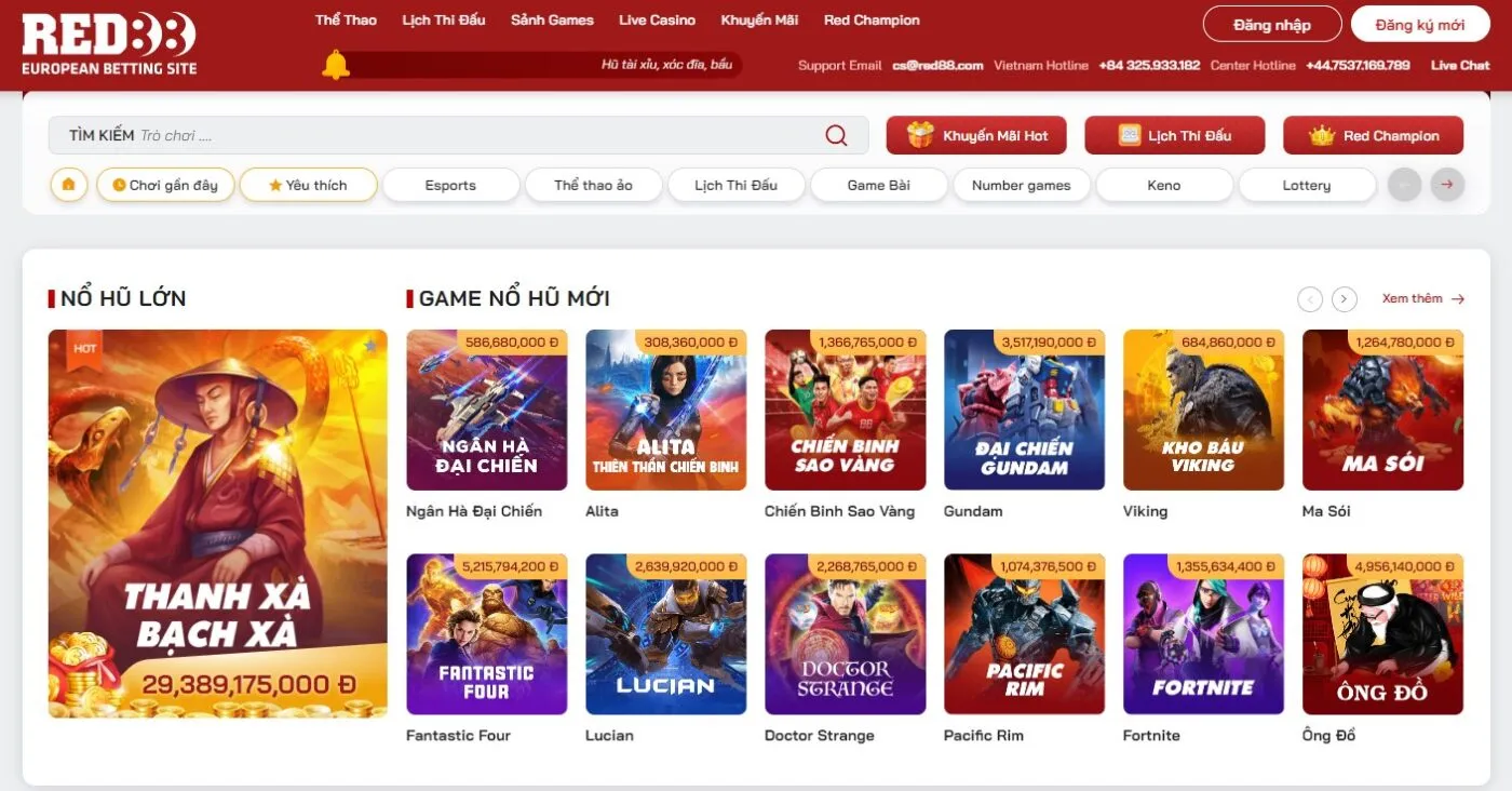 Kho game nổ hũ đa dạng từ Red88