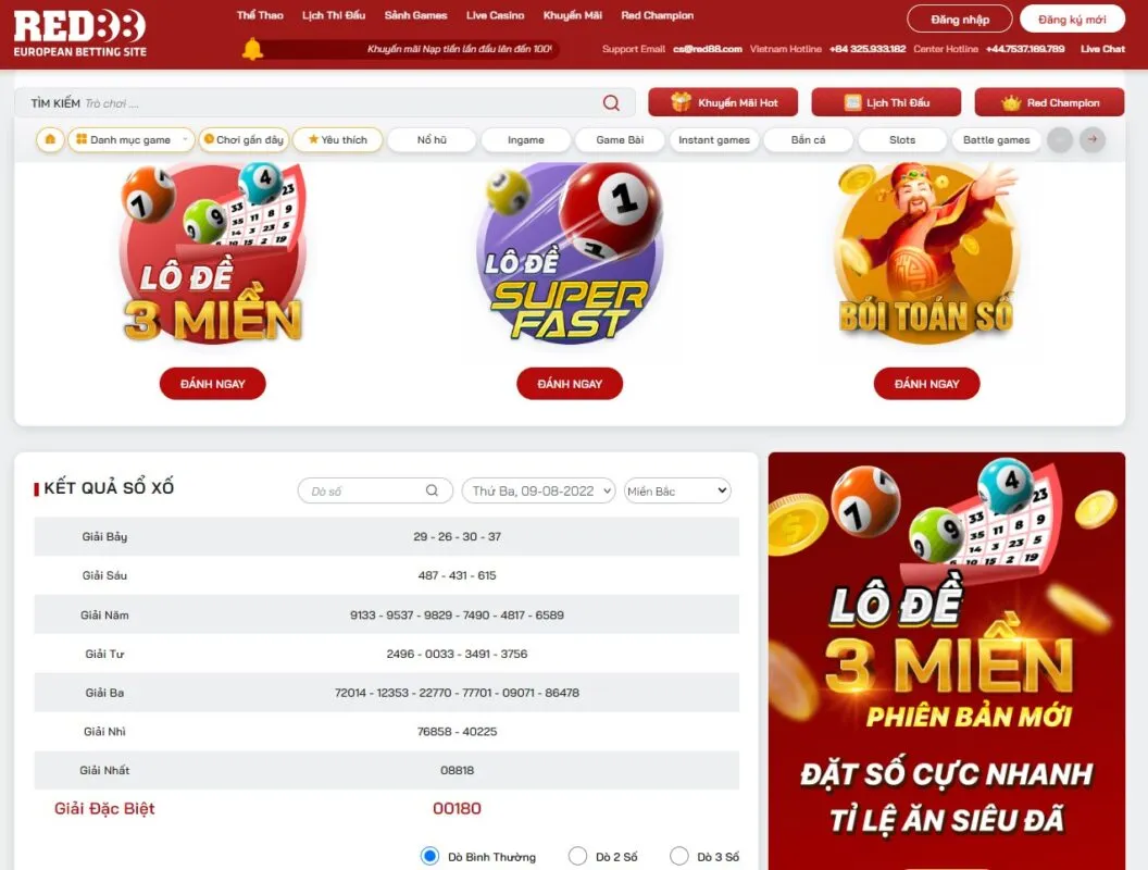 Sản phẩm lô đề online trên nhà cái Red88