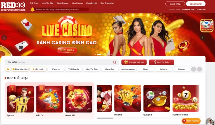 Giao diện thân thiện tại trang chủ nhà cái Red88